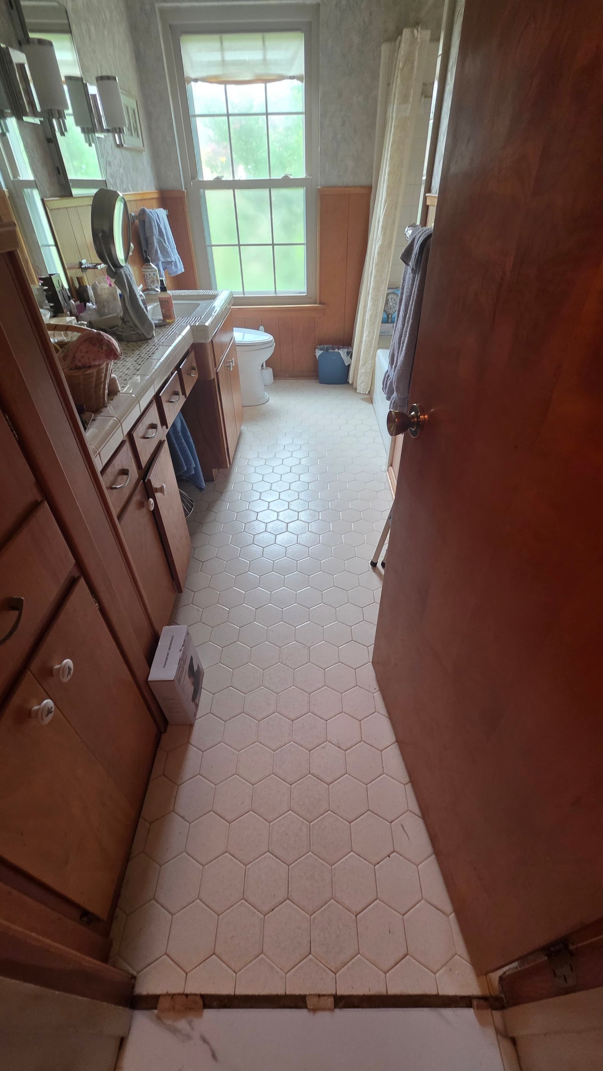 1964 Bathroom Gets a New Tub, Porcelain Tile Surround and Fresh Flooring image